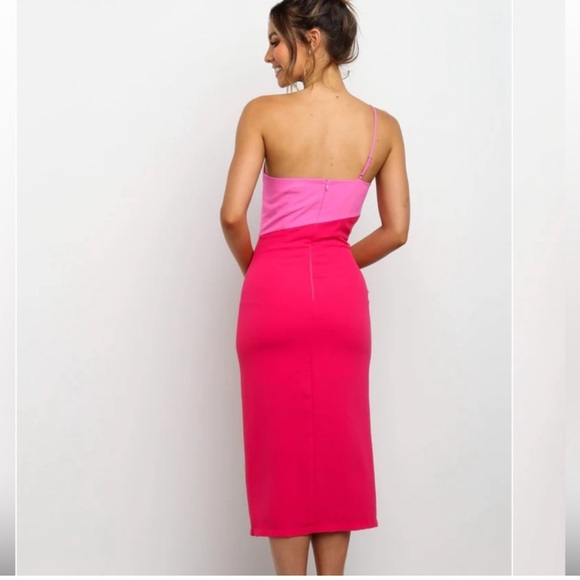NWOT Petal & Pup Xiomar Pink midi over shoulder Dress sz 2 - Picture 3 of 8
